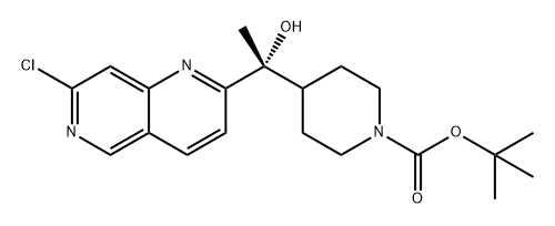 1-Piperidinecarboxylic acid, 4-[(1R)-1-(7-chloro-1,6-naphthyridin-2-yl)-1-hydroxyethyl]-, 1,1-dimethylethyl ester Structure