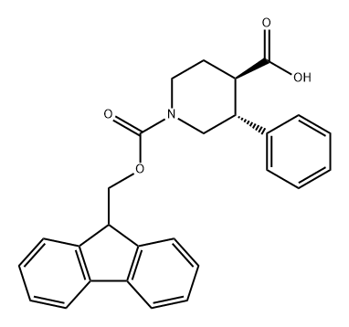 1,4-Piperidinedicarboxylic acid, 3-phenyl-, 1-(9H-fluoren-9-ylmethyl) ester, (3R,4R)- Structure