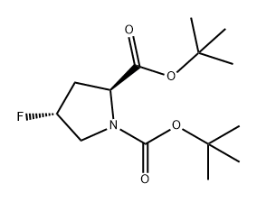 1,2-Pyrrolidinedicarboxylic acid, 4-fluoro-, 1,2-bis(1,1-dimethylethyl) ester, (2S,4R)- 구조식 이미지