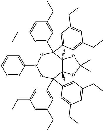 1,3-Dioxolo[4,5-e][1,3,2]dioxaphosphepin, 4,4,8,8-tetrakis(3,5-diethylphenyl)tetrahydro-2,2-dimethyl-6-phenyl-, (3aS,8aS)- 구조식 이미지