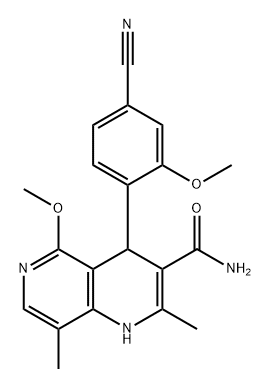 1,6-Naphthyridine-3-carboxamide, 4-(4-cyano-2-methoxyphenyl)-1,4-dihydro-5-methoxy-2,8-dimethyl- 구조식 이미지