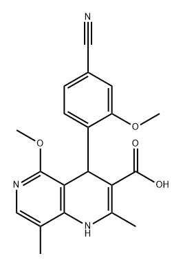 1,6-Naphthyridine-3-carboxylic acid, 4-(4-cyano-2-methoxyphenyl)-1,4-dihydro-5-methoxy-2,8-dimethyl- 구조식 이미지
