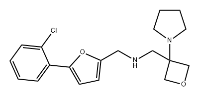 2-Furanmethanamine, 5-(2-chlorophenyl)-N-[[3-(1-pyrrolidinyl)-3-oxetanyl]methyl]- Structure