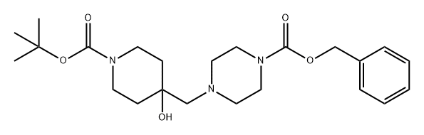 benzyl 4-((1-(tert-butoxycarbonyl)-4-hydroxypiperidin-4-yl)methyl)piperazine-1-carboxylate 구조식 이미지