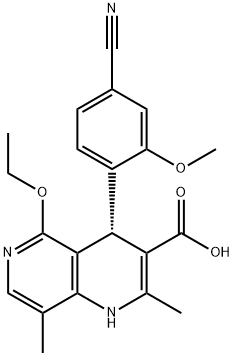 1,6-Naphthyridine-3-carboxylic acid, 4-(4-cyano-2-methoxyphenyl)-5-ethoxy-1,4-dihydro-2,8-dimethyl-, (4S)- 구조식 이미지