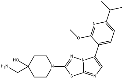 4-Piperidinol, 4-(aminomethyl)-1-[5-[2-methoxy-6-(1-methylethyl)-3-pyridinyl]imidazo[2,1-b]-1,3,4-thiadiazol-2-yl]- 구조식 이미지