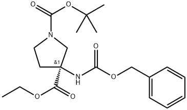 (S)-1-tert-butyl 3-ethyl 3-(((benzyloxy)carbonyl)amino)pyrrolidine-1.3-dicarboxylate Structure