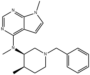 7H-Pyrrolo[2,3-d]pyrimidin-4-amine, N,7-dimethyl-N-[(3R,4R)-4-methyl-1-(phenylmethyl)-3-piperidinyl]- Structure