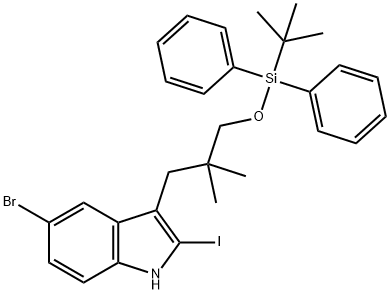 1H-Indole, 5-bromo-3-[3-[[(1,1-dimethylethyl)diphenylsilyl]oxy]-2,2-dimethylpropyl]-2-iodo- 구조식 이미지