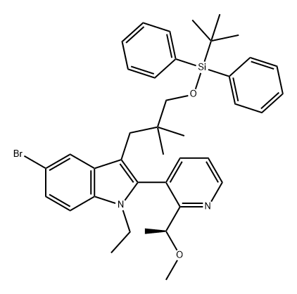 1H-Indole, 5-bromo-3-[3-[[(1,1-dimethylethyl)diphenylsilyl]oxy]-2,2-dimethylpropyl]-1-ethyl-2-[2-[(1S)-1-methoxyethyl]-3-pyridinyl]- Structure