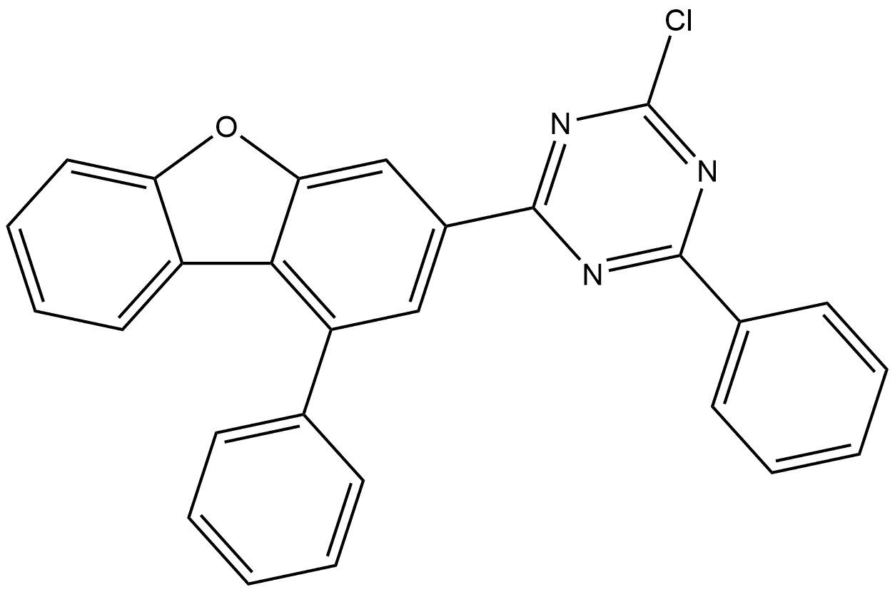 2-Chloro-4-phenyl-6-(1-phenyl-3-dibenzofuranyl)-1,3,5-triazine Structure