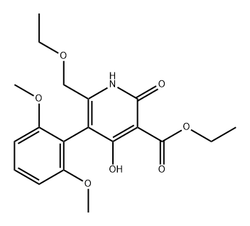 3-Pyridinecarboxylic acid, 5-(2,6-dimethoxyphenyl)-6-(ethoxymethyl)-1,2-dihydro-4-hydroxy-2-oxo-, ethyl ester 구조식 이미지