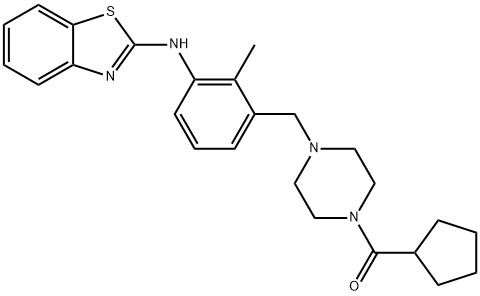 Methanone, [4-[[3-(2-benzothiazolylamino)-2-methylphenyl]methyl]-1-piperazinyl]cyclopentyl- Structure