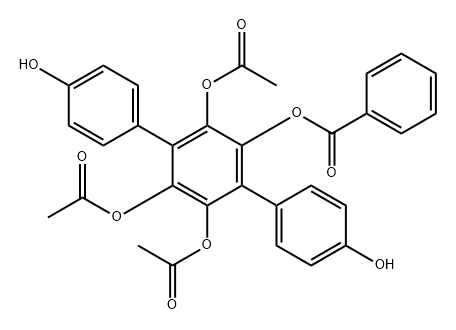 [1,1':4',1''-Terphenyl]-2',3',4,4'',5',6'-hexol, 2',3',5'-triacetate 6'-benzoate (9CI) Structure