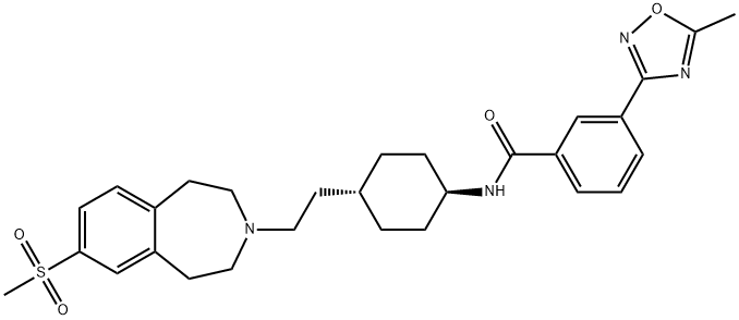 Benzamide, 3-(5-methyl-1,2,4-oxadiazol-3-yl)-N-[trans-4-[2-[1,2,4,5-tetrahydro-7-(methylsulfonyl)-3H-3-benzazepin-3-yl]ethyl]cyclohexyl]- Structure