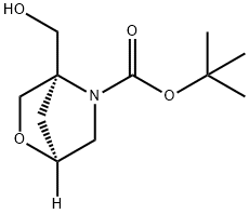 2-Oxa-5-azabicyclo[2.2.1]heptane-5-carboxylic acid, 4-(hydroxymethyl)-, 1,1-dimethylethyl ester, (1S,4R)- Structure