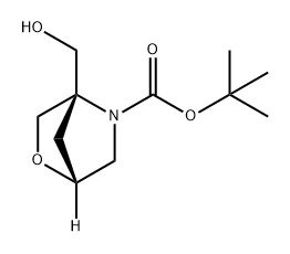 2-Oxa-5-azabicyclo[2.2.1]heptane-5-carboxylic acid, 4-(hydroxymethyl)-, 1,1-dimethylethyl ester, (1R,4S)- Structure