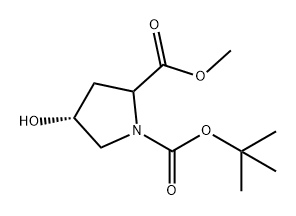 1,2-Pyrrolidinedicarboxylic acid, 4-hydroxy-, 1-(1,1-dimethylethyl) 2-methyl ester, (4R)- Structure