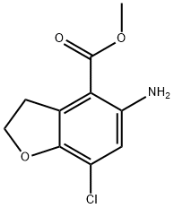 4-Benzofurancarboxylic acid, 5-amino-7-chloro-2,3-dihydro-, methyl ester 구조식 이미지