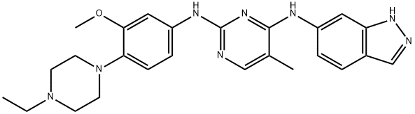 2,4-Pyrimidinediamine, N2-[4-(4-ethyl-1-piperazinyl)-3-methoxyphenyl]-N4-1H-indazol-6-yl-5-methyl- Structure