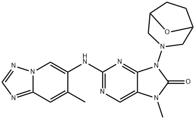 8H-Purin-8-one, 7,9-dihydro-7-methyl-2-[(7-methyl[1,2,4]triazolo[1,5-a]pyridin-6-yl)amino]-9-(8-oxa-3-azabicyclo[3.2.1]oct-3-yl)- Structure