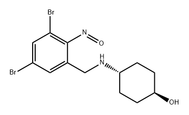 Cyclohexanol, 4-[[(3,5-dibromo-2-nitrosophenyl)methyl]amino]-, trans- Structure