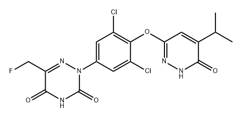 1,2,4-Triazine-3,5(2H,4H)-dione, 2-[3,5-dichloro-4-[[1,6-dihydro-5-(1-methylethyl)-6-oxo-3-pyridazinyl]oxy]phenyl]-6-(fluoromethyl)- Structure