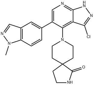 2,8-Diazaspiro[4.5]decan-1-one, 8-[3-chloro-5-(1-methyl-1H-indazol-5-yl)-1H-pyrazolo[3,4-b]pyridin-4-yl]- Structure