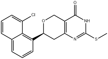 4H-Pyrano[4,3-d]pyrimidin-4-one, 7-(8-chloro-1-naphthalenyl)-3,5,7,8-tetrahydro-2-(methylthio)-, (7S)- Structure