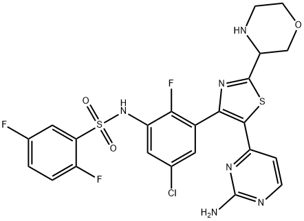 Benzenesulfonamide, N-[3-[5-(2-amino-4-pyrimidinyl)-2-(3-morpholinyl)-4-thiazolyl]-5-chloro-2-fluorophenyl]-2,5-difluoro- Structure