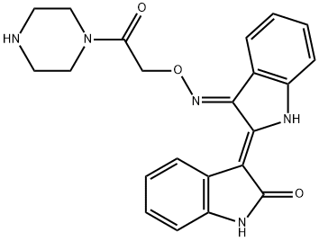 2H-Indol-2-one, 3-[(3E)-1,3-dihydro-3-[[2-oxo-2-(1-piperazinyl)ethoxy]imino]-2H-indol-2-ylidene]-1,3-dihydro-, (3Z)- Structure