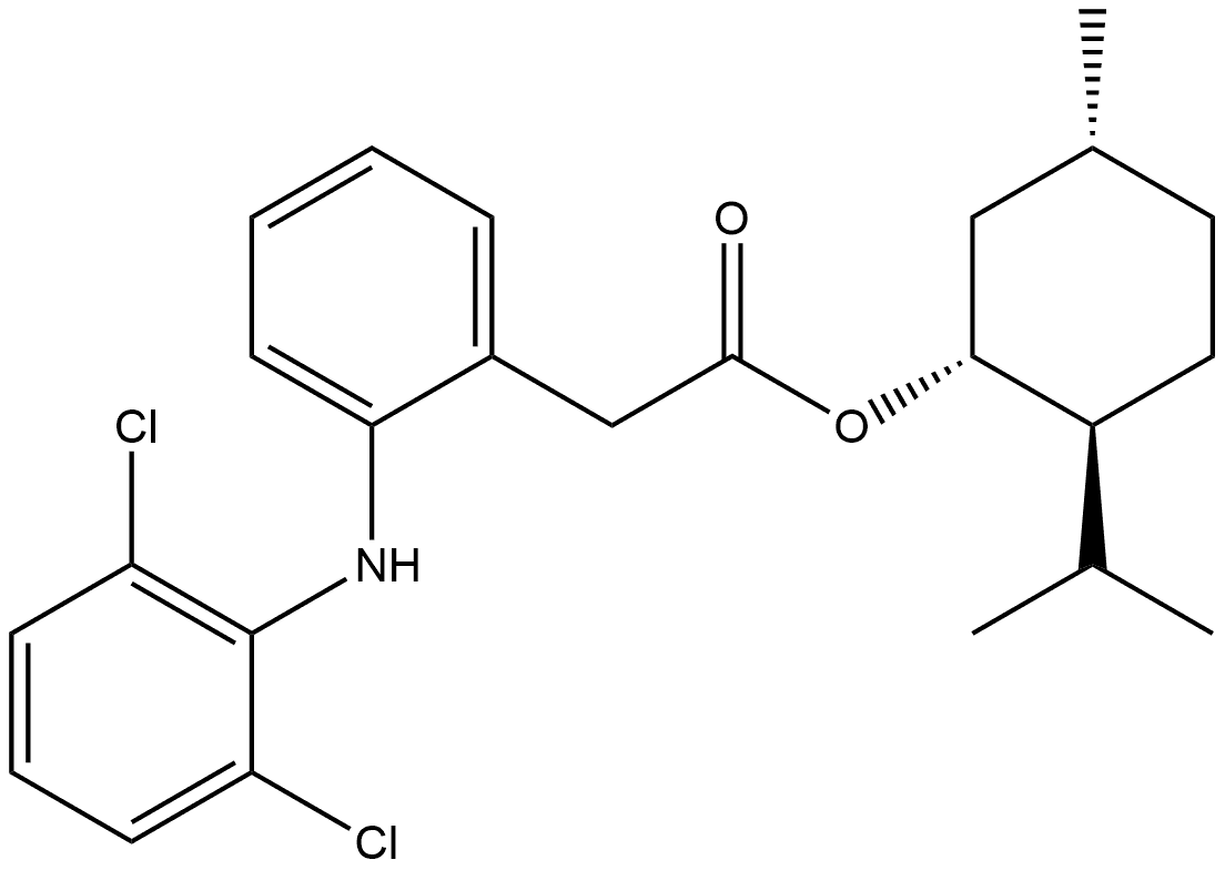 (1R,2S,5R)-5-Methyl-2-(1-methylethyl)cyclohexyl 2-[(2,6-dichlorophenyl)amino]benzeneacetate Structure