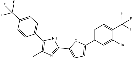 2-{5-[3-bromo-4-(trifluoromethyl)phenyl]furan-2-yl}-5-methyl-4-[4-(trifluoromethyl)phenyl]-1H-imidazole Structure