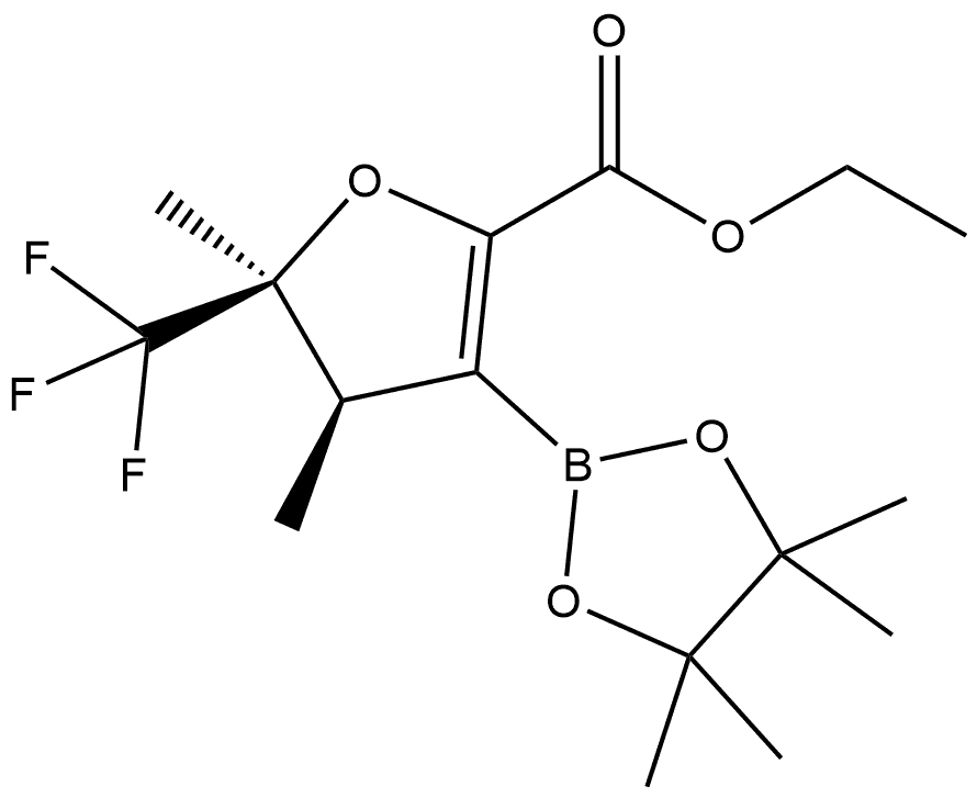 rel-Ethyl (4R,5S)-4,5-dihydro-4,5-dimethyl-3-(4,4,5,5-tetramethyl-1,3,2-dioxaborolan-2-yl)-5-(trifluoromethyl)-2-furancarboxylate 구조식 이미지