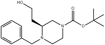 1-Piperazinecarboxylic acid, 3-(2-hydroxyethyl)-4-(phenylmethyl)-, 1,1-dimethylethyl ester, (3S)- Structure