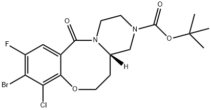 3H,12H-Pyrazino[2,1-d][1,5]benzoxazocine-3-carboxylic acid, 9-bromo-8-chloro-10-fluoro-1,2,4,4a,5,6-hexahydro-12-oxo-, 1,1-dimethylethyl ester, (4aS)- Structure