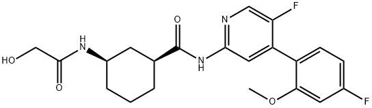 Cyclohexanecarboxamide, N-[5-fluoro-4-(4-fluoro-2-methoxyphenyl)-2-pyridinyl]-3-[(2-hydroxyacetyl)amino]-, (1S,3R)- Structure