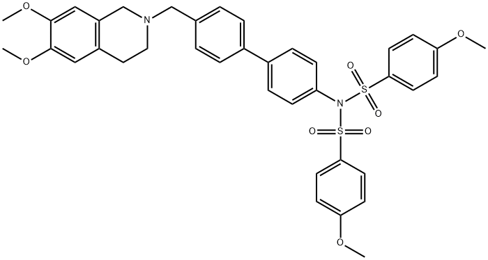 Benzenesulfonamide, N-[4'-[(3,4-dihydro-6,7-dimethoxy-2(1H)-isoquinolinyl)methyl][1,1'-biphenyl]-4-yl]-4-methoxy-N-[(4-methoxyphenyl)sulfonyl]- 구조식 이미지