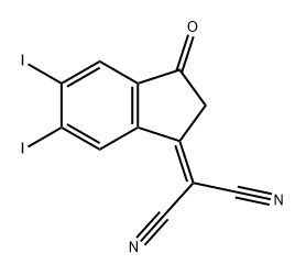 Propanedinitrile, 2-(2,3-dihydro-5,6-diiodo-3-oxo-1H-inden-1-ylidene)- Structure