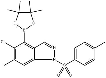 1H-Indazole, 5-chloro-6-methyl-1-[(4-methylphenyl)sulfonyl]-4-(4,4,5,5-tetramethyl-1,3,2-dioxaborolan-2-yl)- Structure