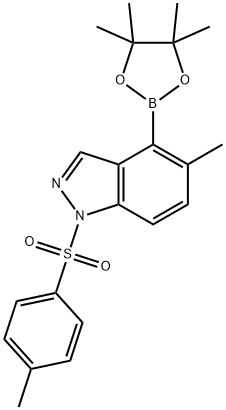 1H-Indazole, 5-methyl-1-[(4-methylphenyl)sulfonyl]-4-(4,4,5,5-tetramethyl-1,3,2-dioxaborolan-2-yl)- Structure