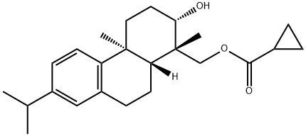 Cyclopropanecarboxylic acid, [(1S,2S,4aS,10aR)-1,2,3,4,4a,9,10,10a-octahydro-2-hydroxy-1,4a-dimethyl-7-(1-methylethyl)-1-phenanthrenyl]methyl ester Structure