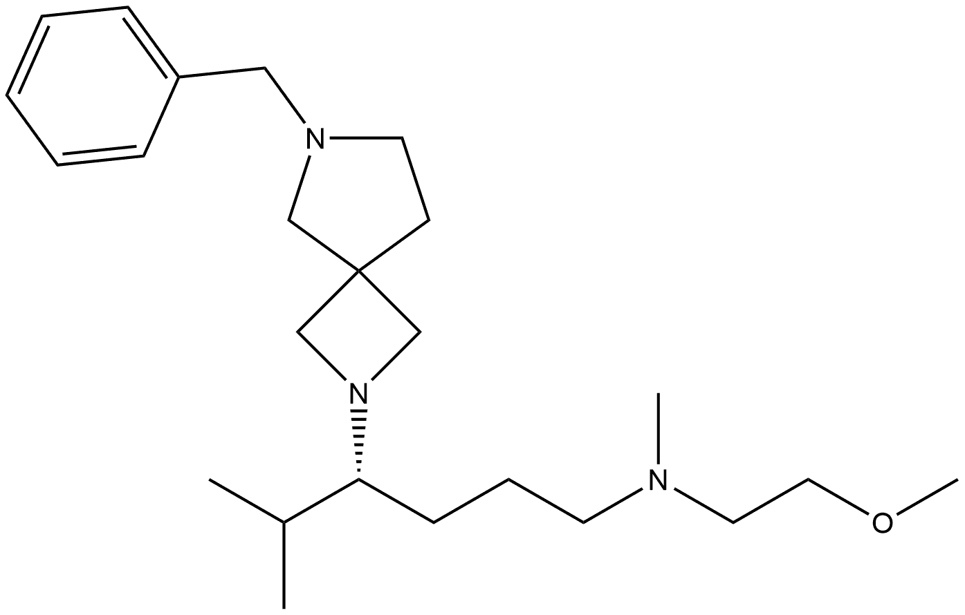 2,6-Diazaspiro[3.4]octane-2-butanamine, N-(2-methoxyethyl)-N-methyl-δ-(1-methylethyl)-6-(phenylmethyl)-, (δR)- Structure