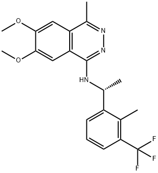 1-Phthalazinamine, 6,7-dimethoxy-4-methyl-N-[(1R)-1-[2-methyl-3-(trifluoromethyl)phenyl]ethyl]- Structure