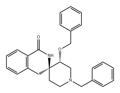 Spiro[isoquinoline-3(2H),4'-piperidin]-1(4H)-one, 3'-(phenylmethoxy)-1'-(phenylmethyl)-, (3R,3'R)- Structure