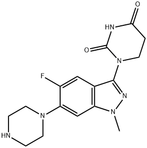 1-[5-Fluoro-1-methyl-6-(1-piperazinyl)-1H-indazol-3-yl]dihydro-2,4(1H,3H)-pyrimidinedione Structure