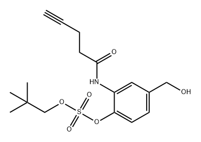 Sulfuric acid, 2,2-dimethylpropyl 4-(hydroxymethyl)-2-[(1-oxo-4-pentyn-1-yl)amino]phenyl ester Structure