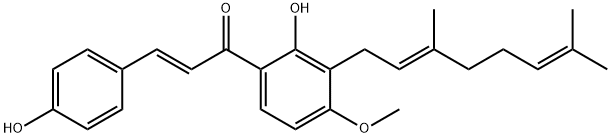 2-Propen-1-one, 1-[3-[(2E)-3,7-dimethyl-2,6-octadien-1-yl]-2-hydroxy-4-methoxyphenyl]-3-(4-hydroxyphenyl)-, (2E)- Structure