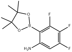 Benzenamine, 3,4,5-trifluoro-2-(4,4,5,5-tetramethyl-1,3,2-dioxaborolan-2-yl)- Structure