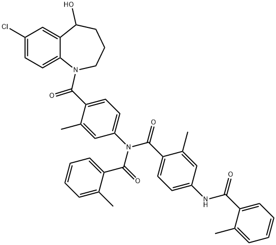 Benzamide, N-[4-[(7-chloro-2,3,4,5-tetrahydro-5-hydroxy-1H-1-benzazepin-1-yl)carbonyl]-3-methylphenyl]-2-methyl-N-(2-methylbenzoyl)-4-[(2-methylbenzoyl)amino]- Structure